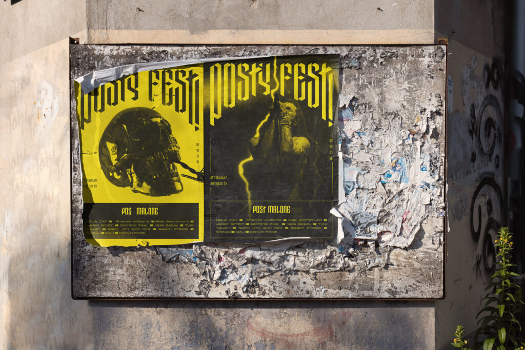 posters du festival Posty Fest affichés dans la rue