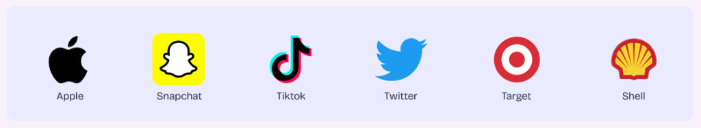 logos pictogramme des marques apple, snapchat, tiktok, twitter, target et shell