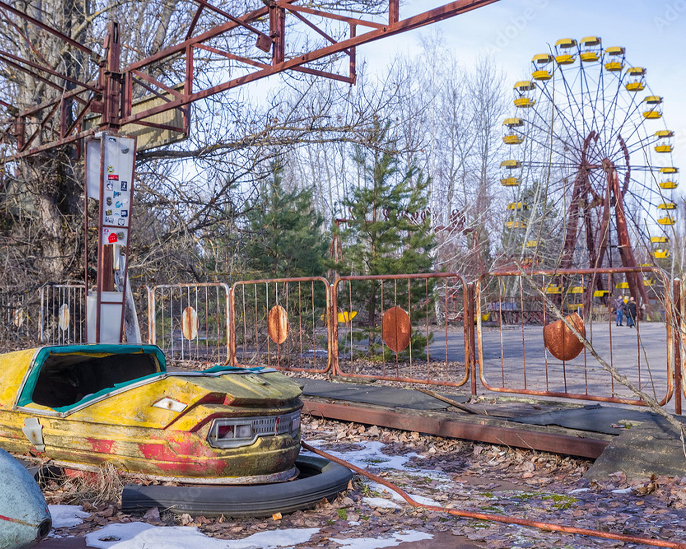 photographie du parc d'attraction à Prypiat ayant servi de référence pour l'illustration de la carte plateau du jeu